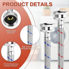 【UPGRADE】4FT Washing Machine Hoses with 90 4FT-Stainless Steel, Blue,Red