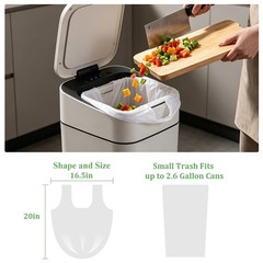 2.6 Gallon Small Trash Bags with Handles, White Bathroom Mini Garbage Bags, U…