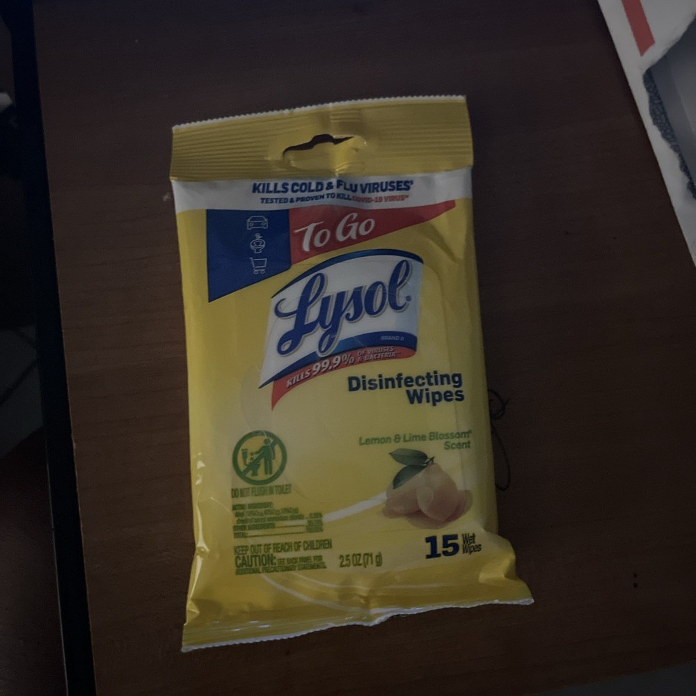 Lot Of 4 Lysol To Go Disinfecting Wipes Flatpack Lemon & Lime Scent, 15 Ct. Each