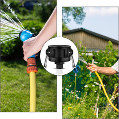 275 330 Gallon IBC Tote Fittings, Adapter, Tank Drain 10 x 10 x 8.5 cm, Black
