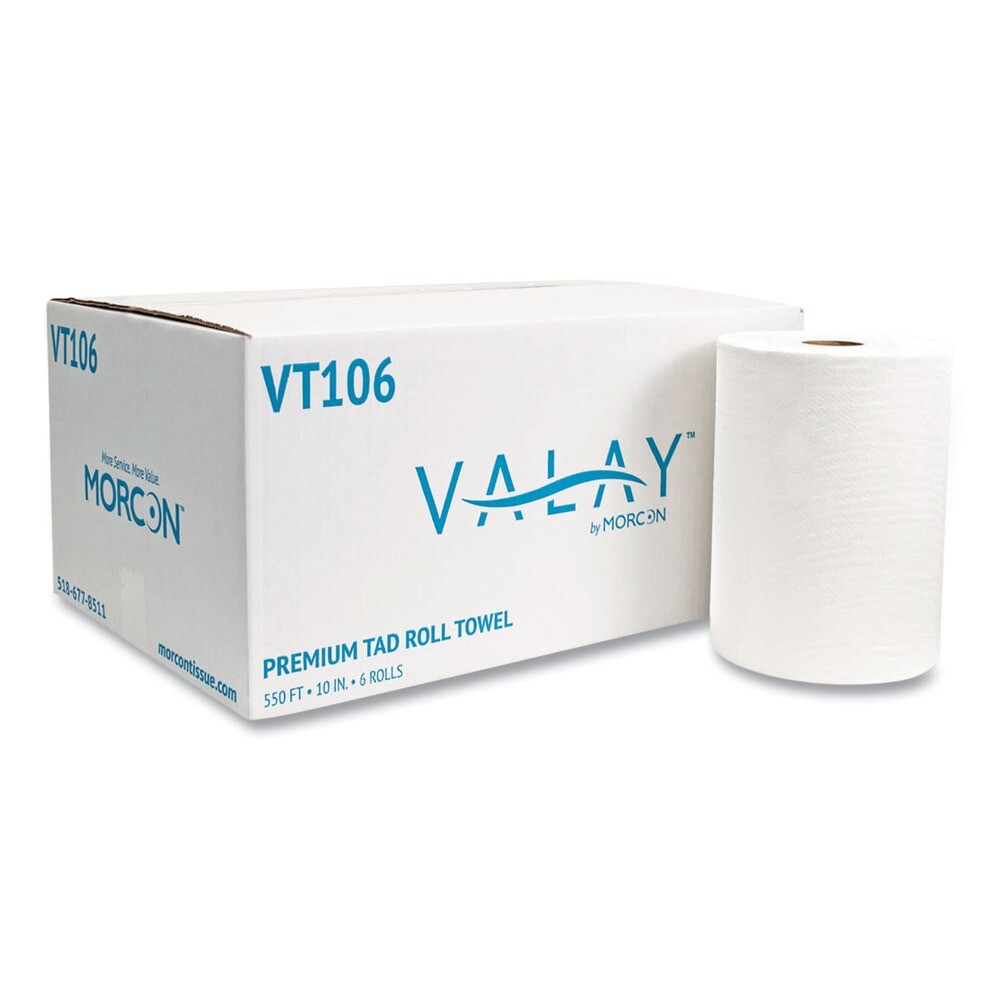 Morcon Paper VT106 10″ x 550′ 1-Ply TAD Roll Towels – White (6 Rolls/CT) New