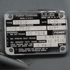 Fisher Controls S201H Gas Pressure Regulator 3/4″ Port 1-2 PSIG Spring Range