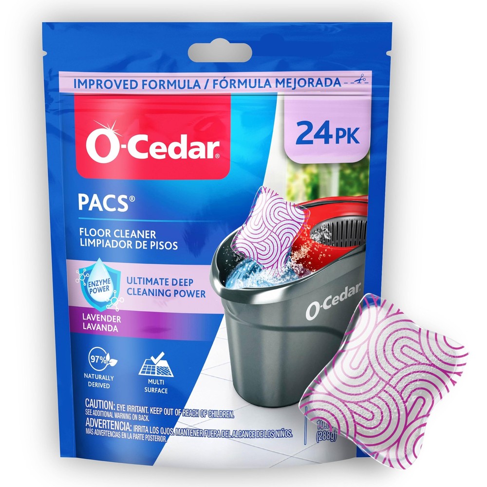 O-Cedar PACS Hard Floor Cleaner, Lavender 24 Count (Pack of 1), No Color