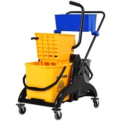 13.7Gallon/52L Mop Bucket Wringer Cart w/ Side Press Wringer, Wheels, Mop Holder