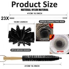 30 Feet Chimney Brush Cleaning Kit 4″ Head 23 Flexible 30 Feet, Black