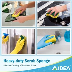 AIDEA Sponges Kitchen, 24 Pack Heavy 24 Count (Pack of 1), Yellow-s Shape