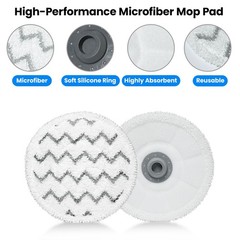 Gabrella 6 Pack 3897A Rotating Steam Mop Pads Replacement Compatible White