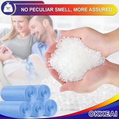 Okkeai 8 Gallon Kitchen Trash Bags Blue Garbage Bags Strong 30L Trash Can Bags