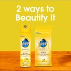 Pledge Cleaner Spray and Wipes Bundle(2 Count of 9.7 oz Cans,2 Pack of 24 Wipes)