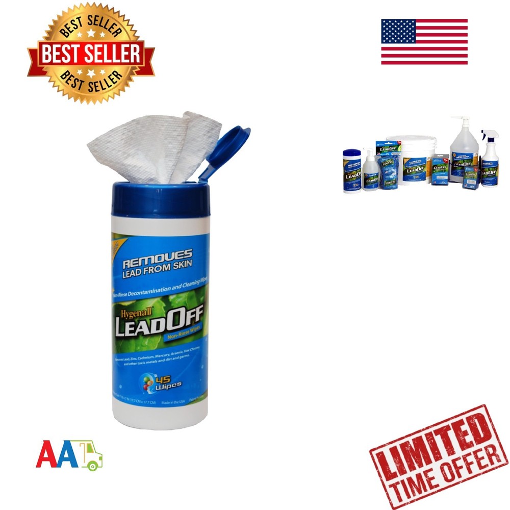 LeadOff Disposable Wipes 45 Count Heavy Metal & Lead Removal Skin & Surface