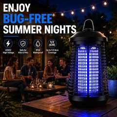 Bug Zapper Outdoor Indoor, 18W Electric Mosquito Zapper 4200V, UV Light Fly