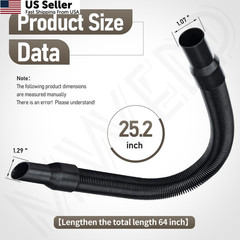 MWEDP 14-37-0105 Vacuum Hose Compatible with 18V 15 feet, Black