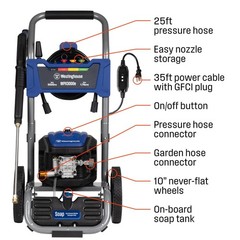 Westinghouse WPX3000e Electric Pressure Washer, 3000 Max PSI and 1.76 Max GPM…