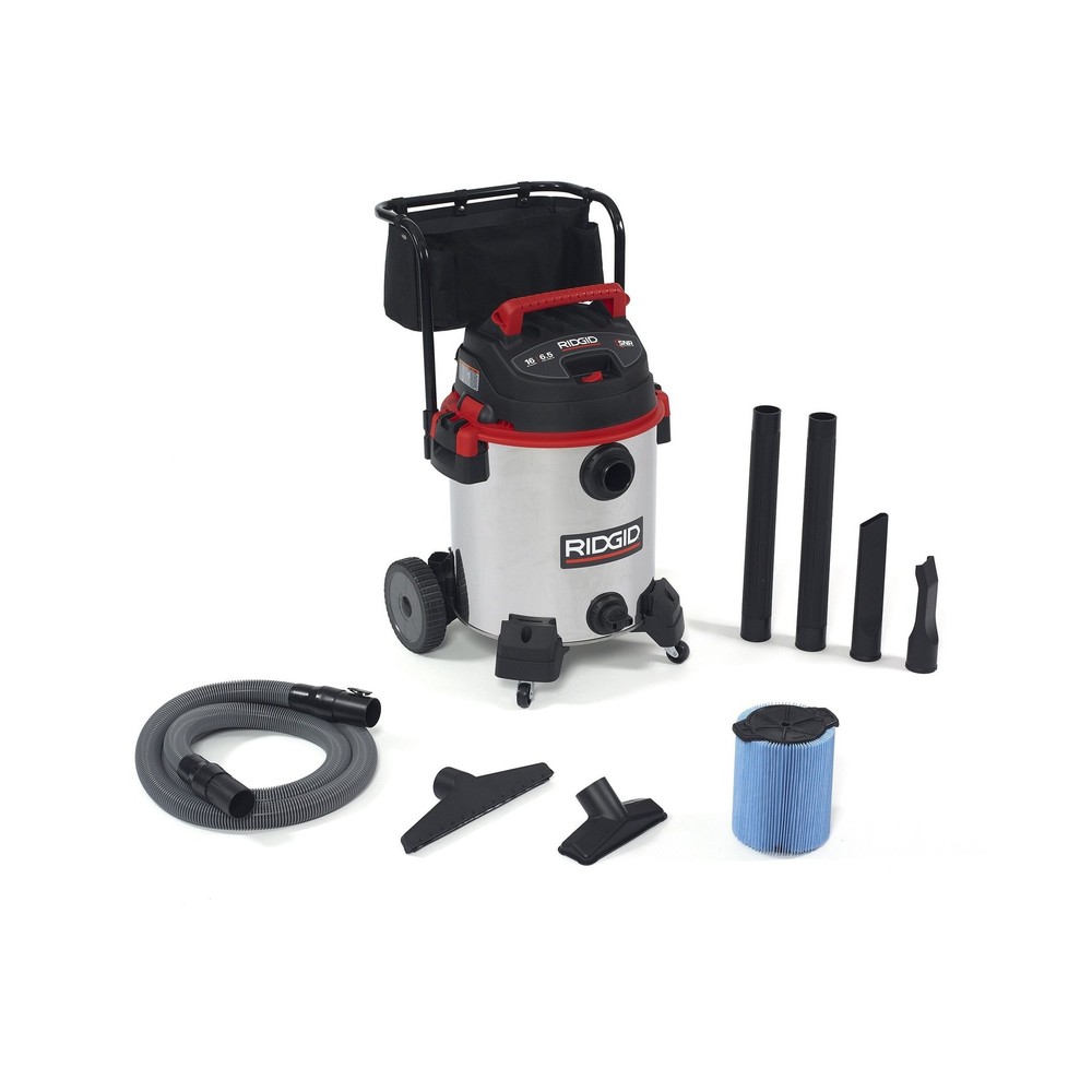 RIDGID 50353 1610RV Stainless Steel 16-Gal. Wet Dry Shop Vacuum with Cart, 6….
