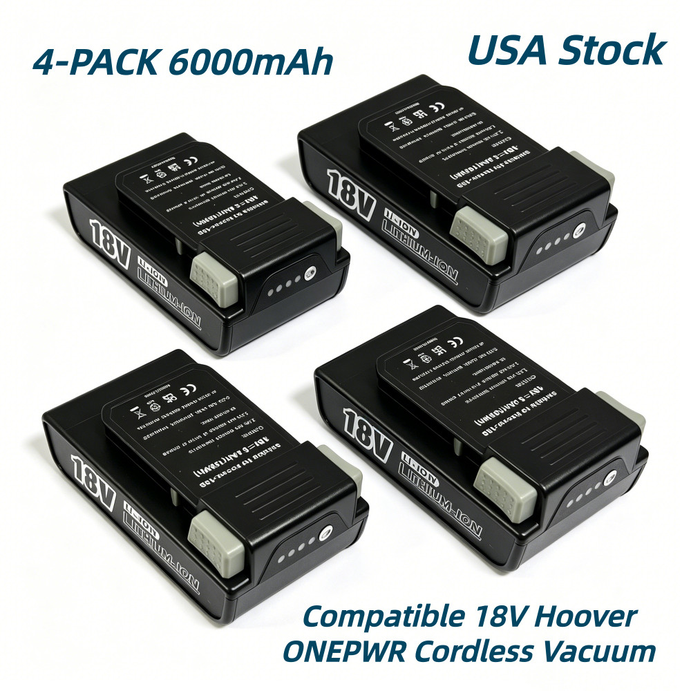 4-PACK 6 Ah 18V batteries for Hoover BH50010 BH50015 BH50002 Vacuum Cleaners US