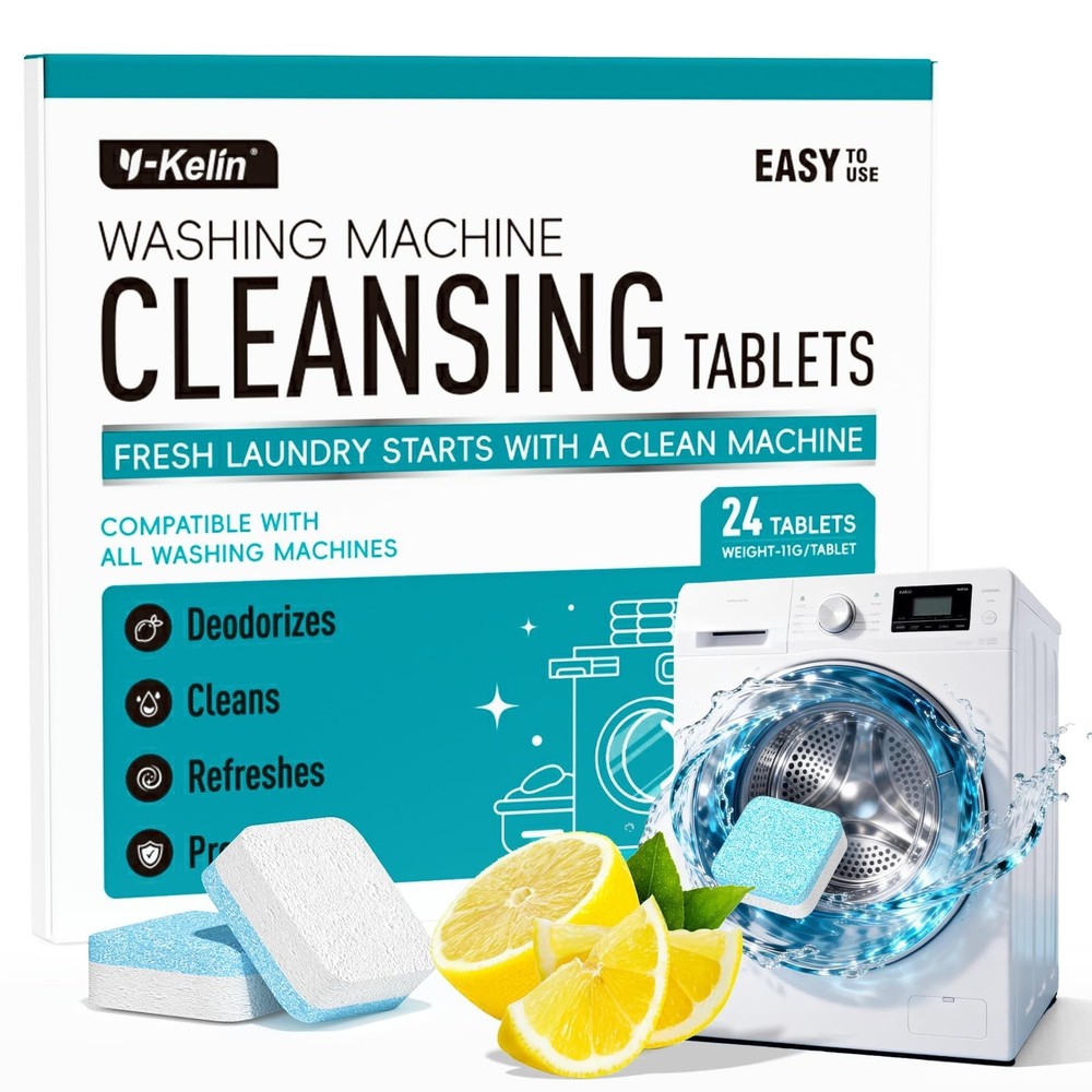 Y-Kelin Washing Machine Cleaner Tablets, 24 Pack – Up to 1 Count (Pack of 24)