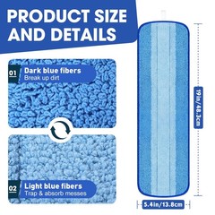 10 Pack Microfiber Cleaning Pads Compatible with Bona Mop, 18 Inch Blue