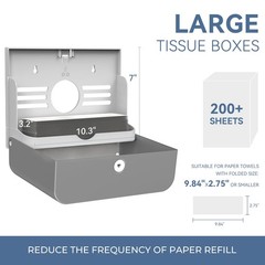 PLUSSEN Paper Towel Dispenser Wall Mount, Adhesive No Silver-PN6007, Silver