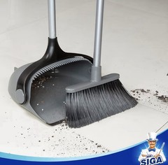 MR.SIGA Upright Pan & Broom Set, Synthetic Bristles, Plastic Dust Pan