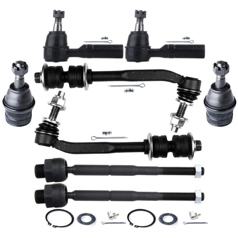 Suspension Kit 8pcs Front Ball Joints Sway Bars Tie Rods Alloy Steel