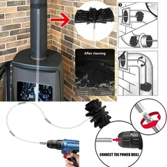 30 Feet Chimney Brush Cleaning Kit 4″ Head 23 Flexible 30 Feet, Black