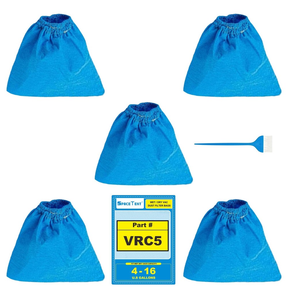 SpaceTent 5 Pack VRC5 Shop Vac Filter Bags for Vacmaster 4, 5, 12 and 16 Blue