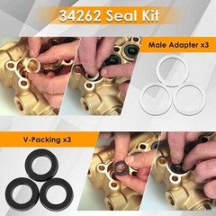 34262 Seal Kit Replacement for Cat Pump 66DX 6DX Pressure Washer Pump 15PCS/Set