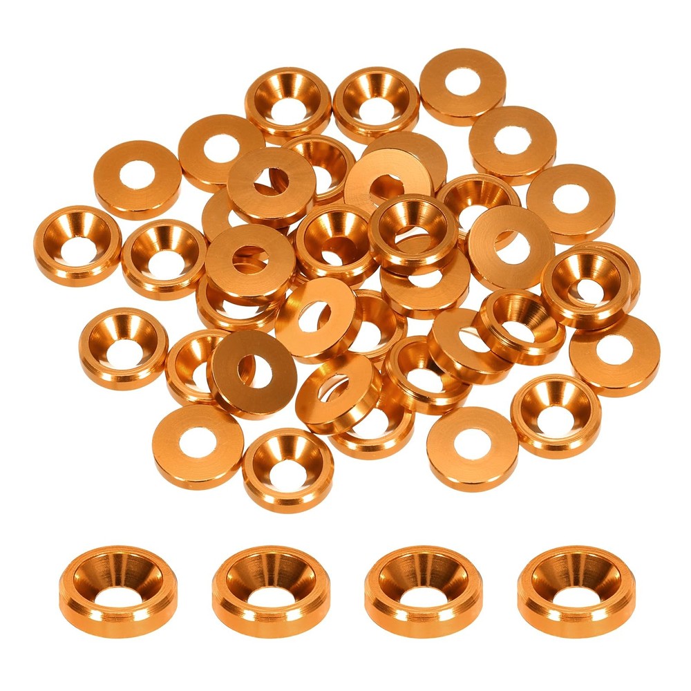 MECCANIXITY M3 Cone Cup Countersunk Washers,Hole Dia 3.1mm/0.12 M3, Orange