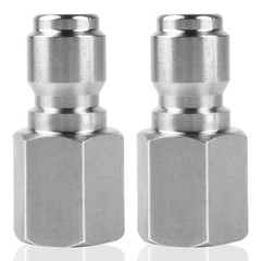 2Pcs Pressure Washer Coupler – 3/8 inch Male quick connect plug, Silver