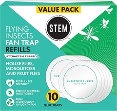 STEM Flying Insect Fan Trap Glue Reﬁll Pads, 10 Count 10 Count, Clear