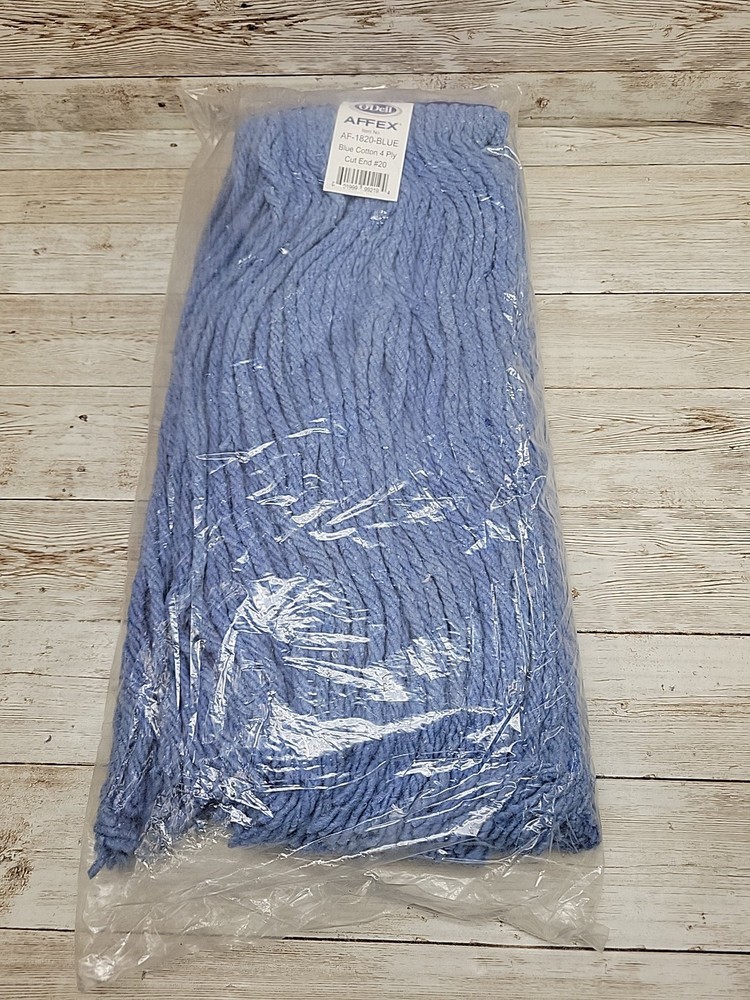 Affex O’dell AF-1820 Blue 4-Ply Cotton Blend Cut End Single Packed Wet Mop (12)