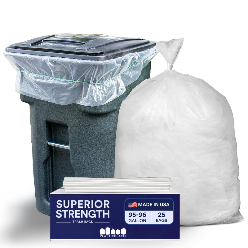 Plasticplace 95-96 Gallon Garbage Can Liners 25 Count Pack Of 1 T95152Cl