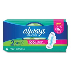 Always 97020 Size 2 Ultra Thin Super Absorbent Pads with Wings (3/Carton) New