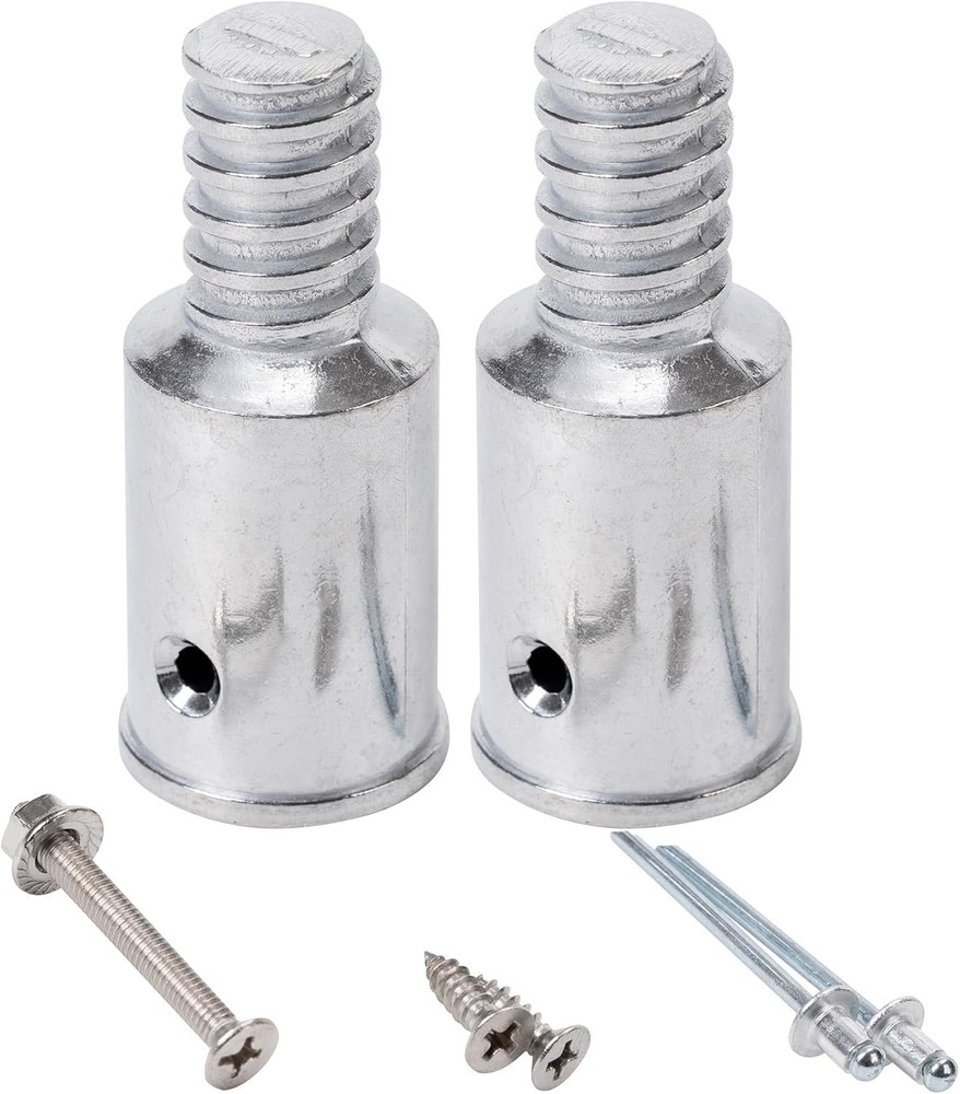 (2-Pack) 1″ Threaded Tips Replacement for Extension Poles 1 in, sliver