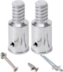 (2-Pack) 1″ Threaded Tips Replacement for Extension Poles 1 in, sliver