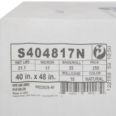 Group S404816N 40-45 Gallon Capacity, 48″ Length X 40″ Width X 16 Mic Thickness,