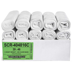 Aluf Plastics Scr-404816C 45 Gallon Clear Trash Bags 250 Count – 39 X 46 – 16