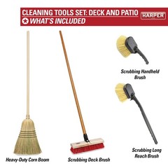 Harper 37518100 Deck/Patio Cleaning Set 60 In. Handle Deck Brush Heavy Duty