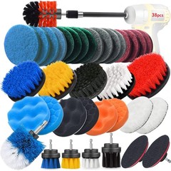 Drill Brush Scrub Pads 38 Piece Power 38 Piece, Yellow,black,green