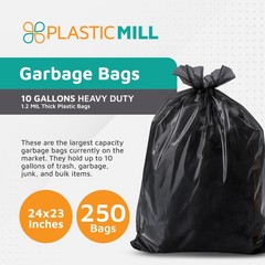 Plasticmill Heavy Duty Trash Bags – Black Garbage Bags – Plastic Trash Bags –