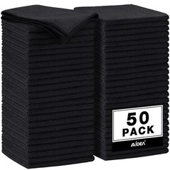 AIDEA Microfiber Cleaning Cloth Black 50PK, 11.5in.x11.5in.,