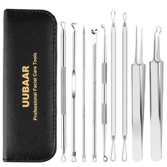 UUBAAR 9PCS Blackhead Remover Tools, Pimple Popper Tool Kit with 2 Silver