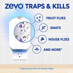 Zevo Flying Insect Trap – Plug-in Indoor Fly 1 Device & 1 Cartridge, White