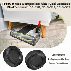 2 Pack Upgraded Replacement Wheel for Ryobi Cordless Stick Vacuum 18v BLACK