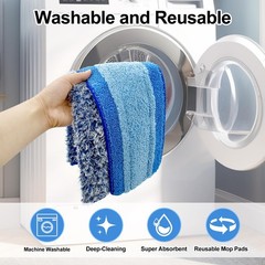 4 Pack Microfiber Cleaning Pad for Bona Mop Replacement Pads, 2+2blue