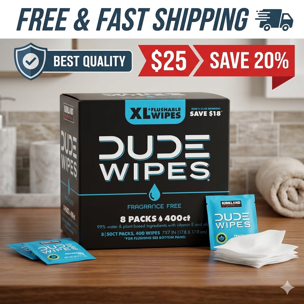 DUDE Wipes, Flushable Wipes, Extra Large and Fragrance-Free Wipes (400 ct.)