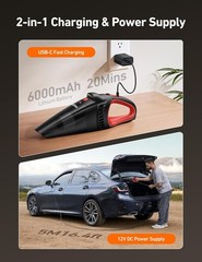 Cordless Car Vacuum: 7500Pa Suction, 6000mAh Battery, LED Light