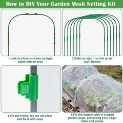 67 Pcs Garden Netting Kit, 10×25 Ft Ultra Mosquito Bird Netting with 6 Hoops &