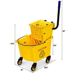 26 Quart Commercial Mop Bucket Side Press Wringer on Wheels House Cleaning