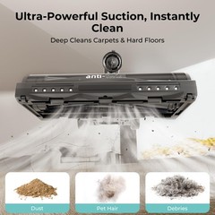 CANDY Cordless Stick Vacuum Cleaner, 650W/320AW Powerful Black & Gold